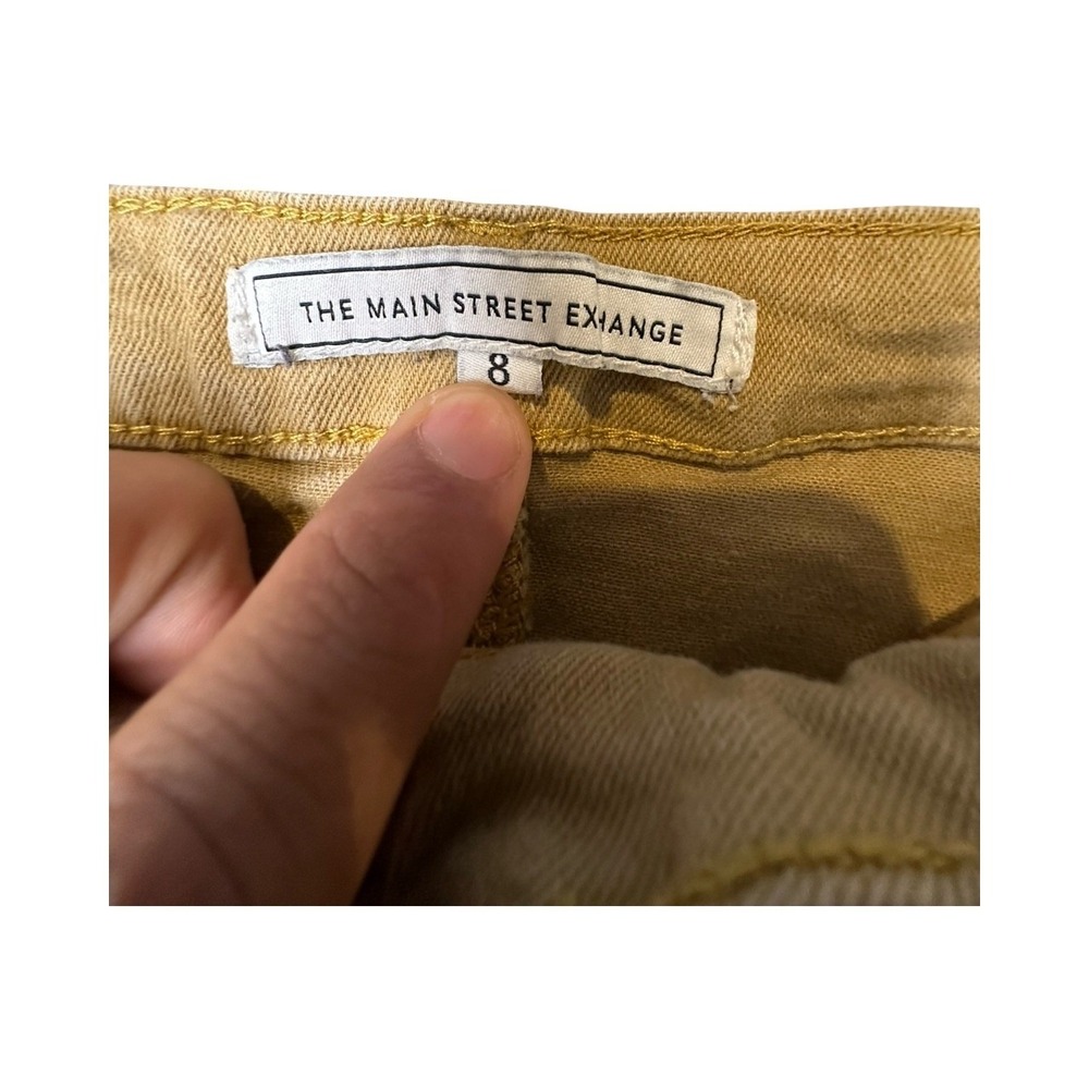 The Main Street Exchange Skirt Womens 8 Tan Denim Mini A-Line Utility Pockets - Picture 3 of 6